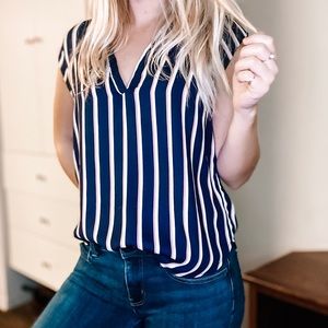 Navy Pink and White Women’s Striped Tank